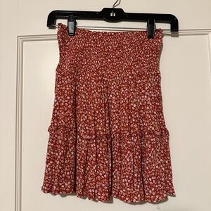 Red floral skirt